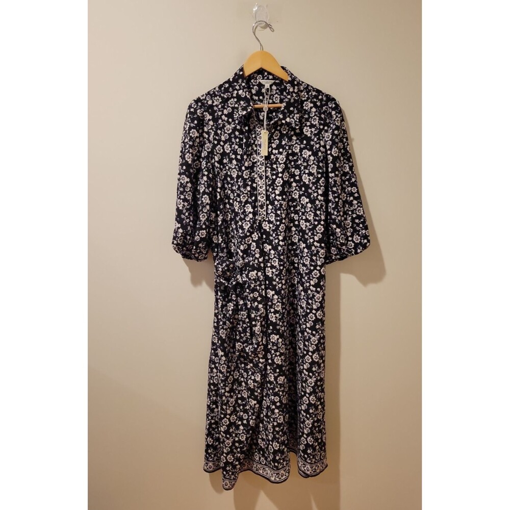 NWT Max Studio Floral Midi Dress Women’s 2X Black Ivory Button Front Boho $178 - Picture 1 of 8